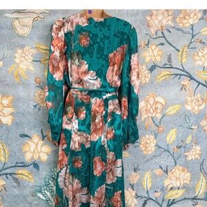 NWT Anthropologie Hutch Floral V-Neck Textured Wrap Maxi Dress - Small